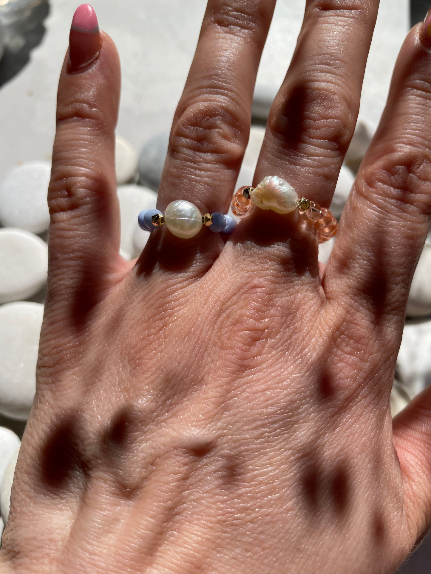 Freswater pearl + gold ring