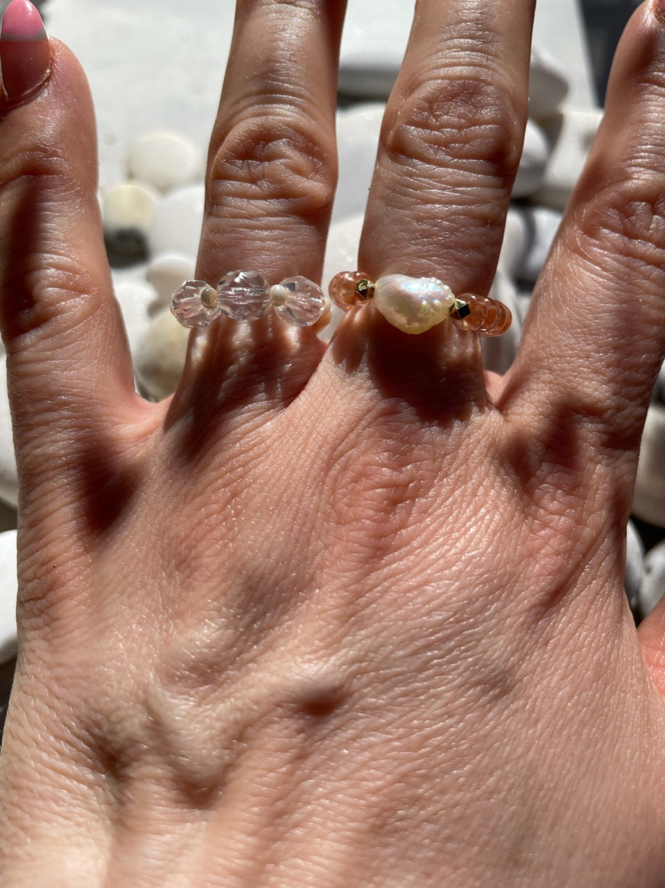 Freswater pearl + gold ring