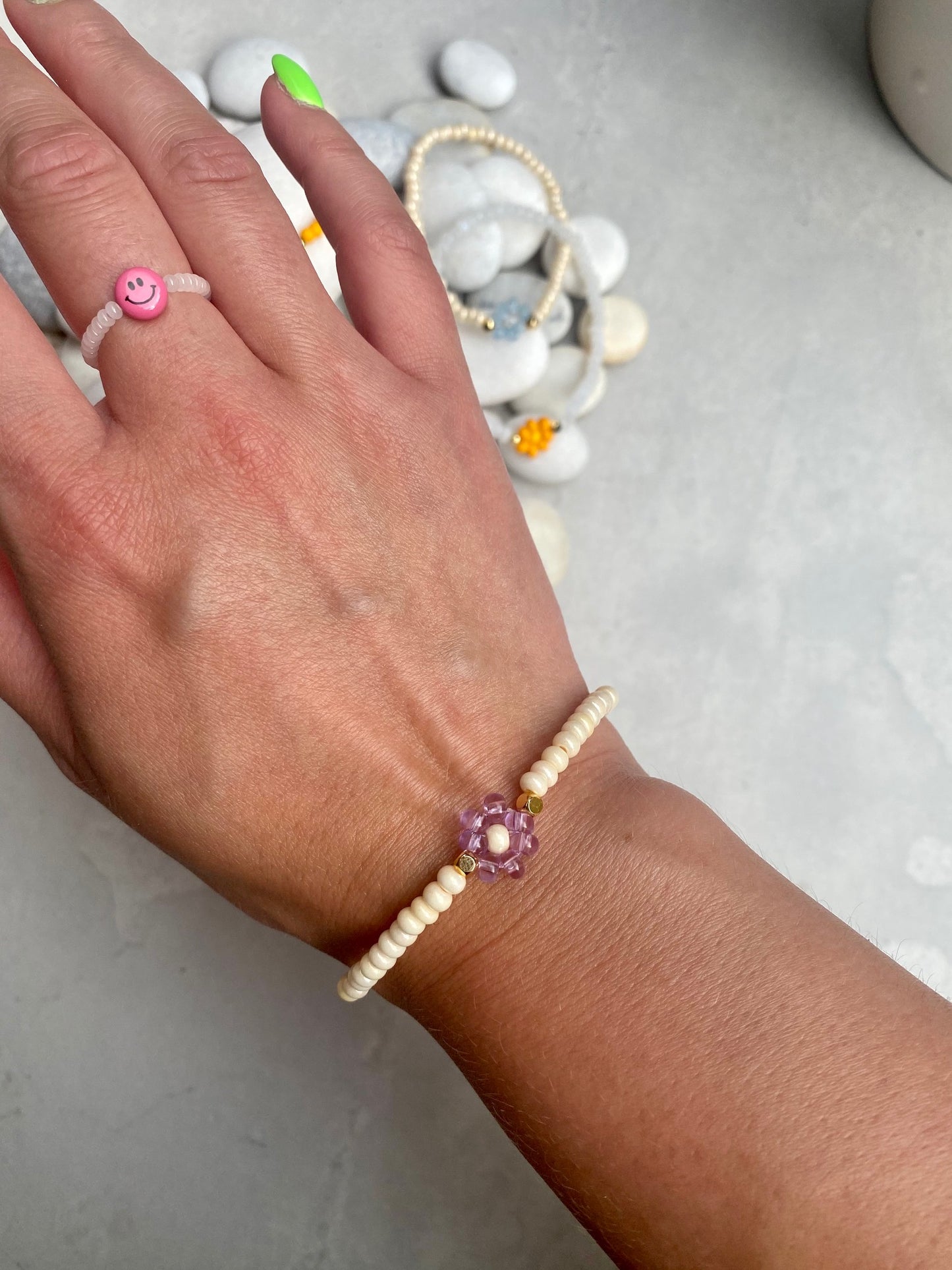 Nina + flower + gold armband